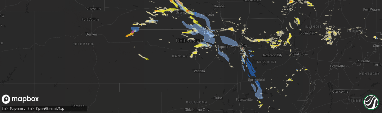 Hail map in Kansas on June 3, 2020