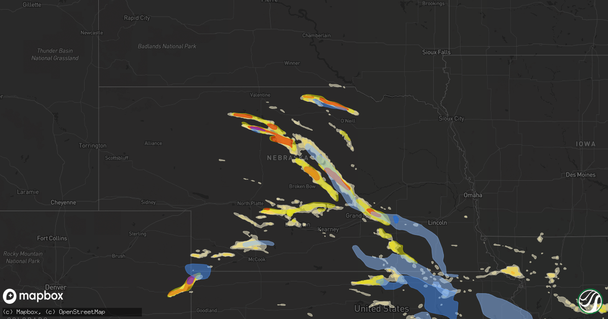 Hail map in Nebraska on June 3, 2020