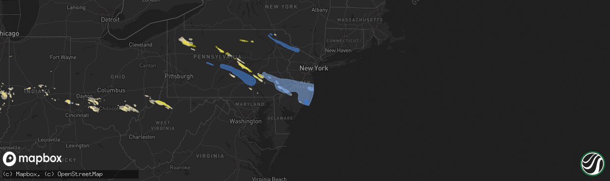 Hail map in New Jersey on June 3, 2020