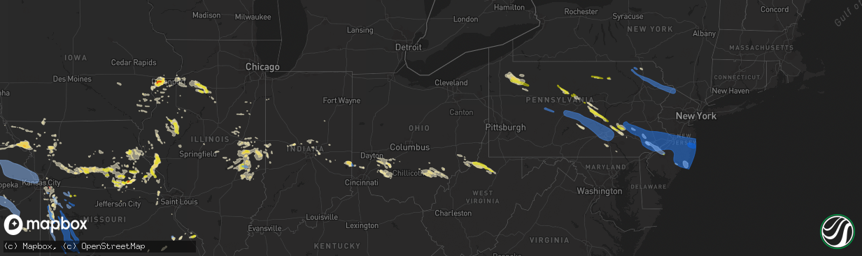 Hail map in Ohio on June 3, 2020