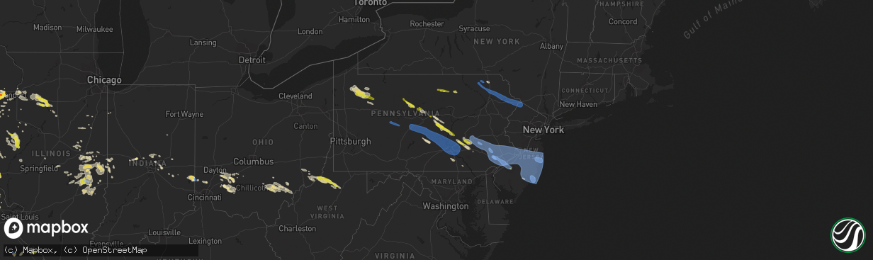 Hail map in Pennsylvania on June 3, 2020