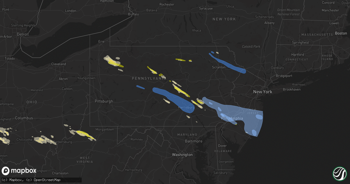 Hail map in Pennsylvania on June 3, 2020