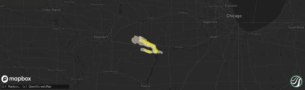 Hail map in Princeton, IL on June 3, 2020