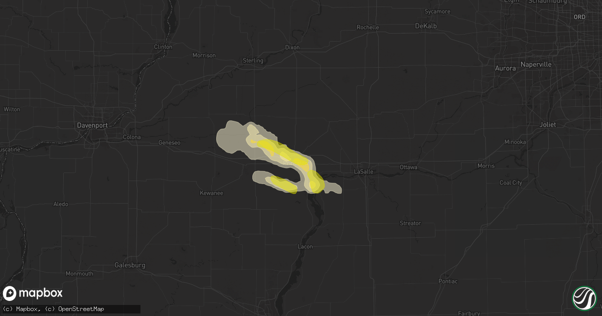 Hail map in Princeton, IL on June 3, 2020