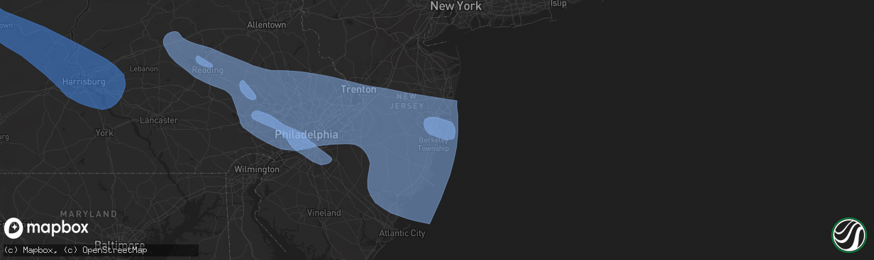 Hail map in Toms River, NJ on June 3, 2020