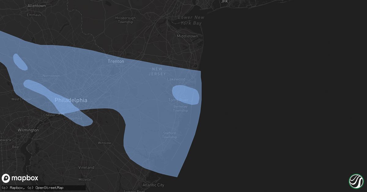 Hail map in Toms River, NJ on June 3, 2020