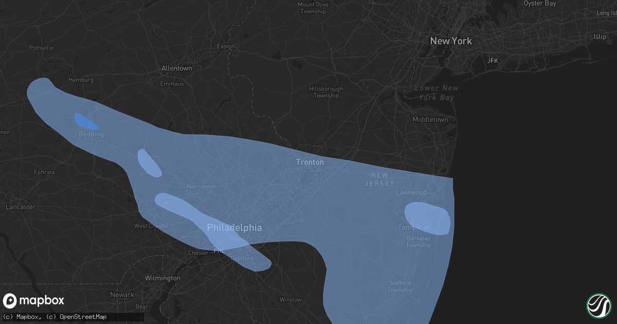 Hail map in Trenton, NJ on June 3, 2020