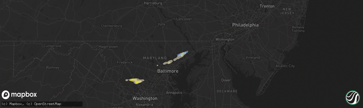 Hail map in Bel Air, MD on June 3, 2021