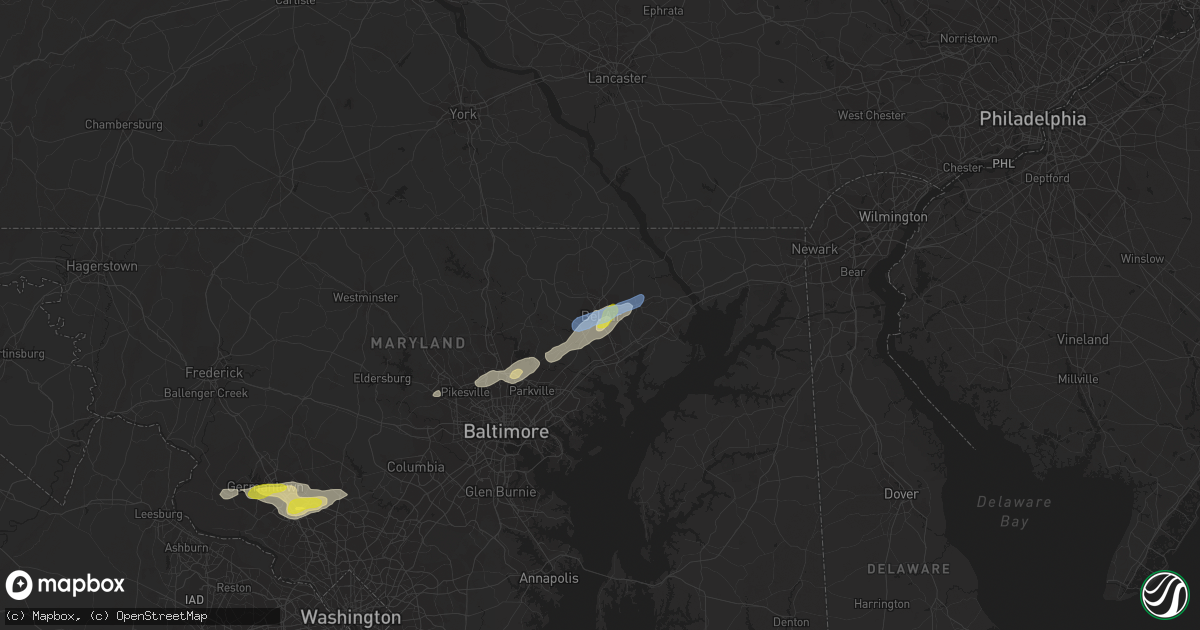 Hail map in Bel Air, MD on June 3, 2021