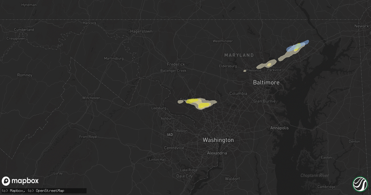 Hail map in Boyds, MD on June 3, 2021