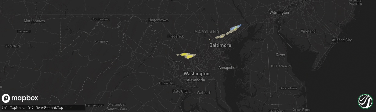 Hail map in Gaithersburg, MD on June 3, 2021