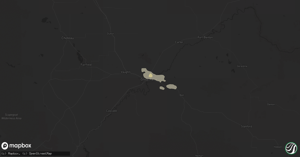 Hail map in Great Falls, MT on June 3, 2021