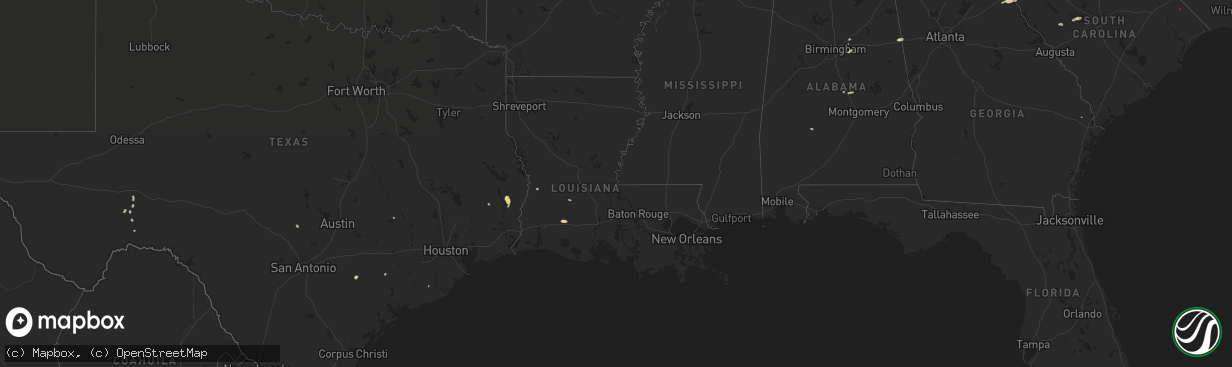 Hail map in Louisiana on June 3, 2021