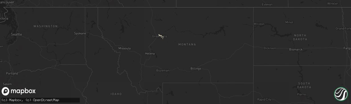 Hail map in Montana on June 3, 2021