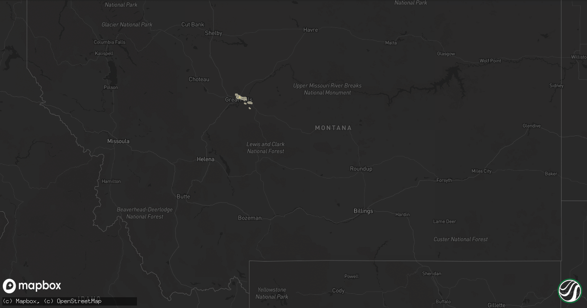 Hail map in Montana on June 3, 2021