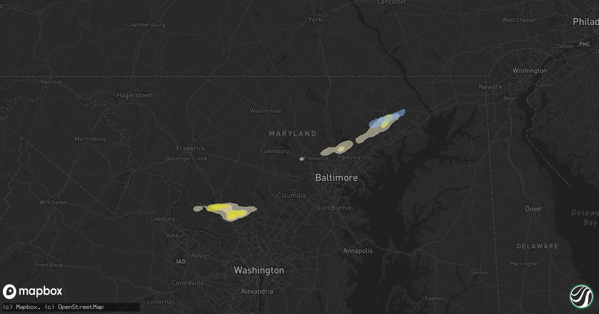 Hail map in Randallstown, MD on June 3, 2021