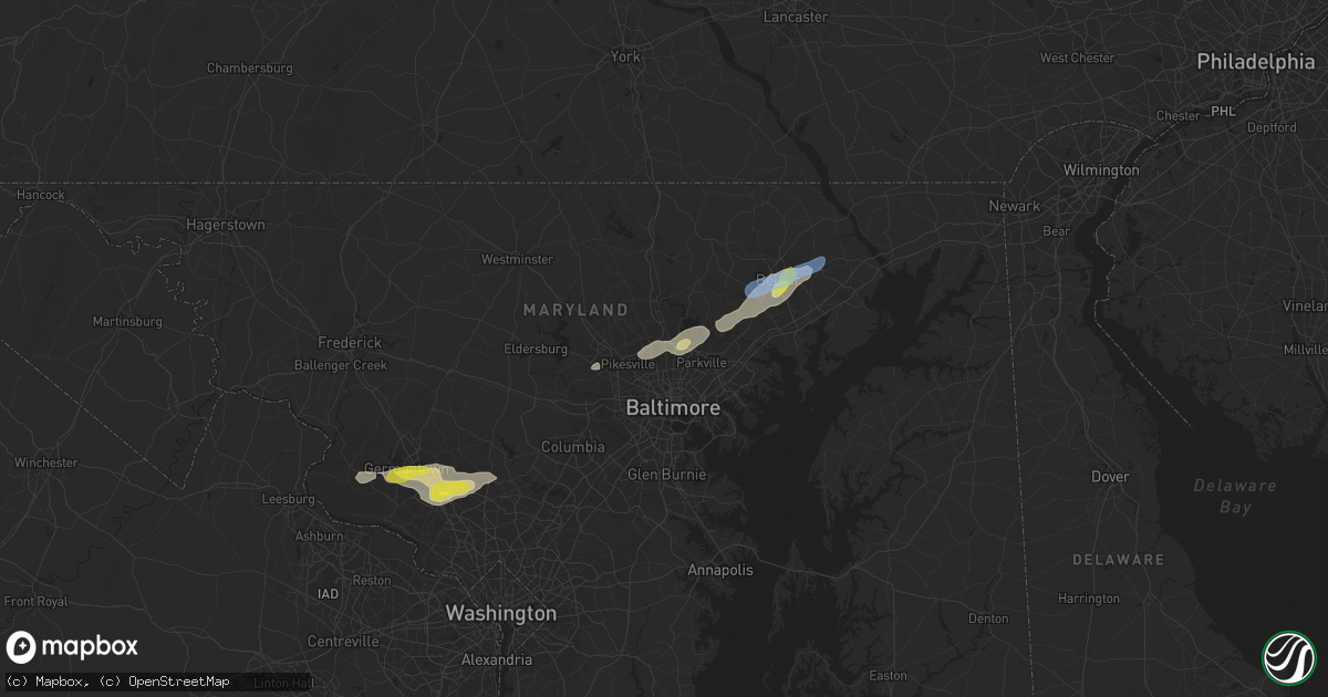 Hail map in Towson, MD on June 3, 2021