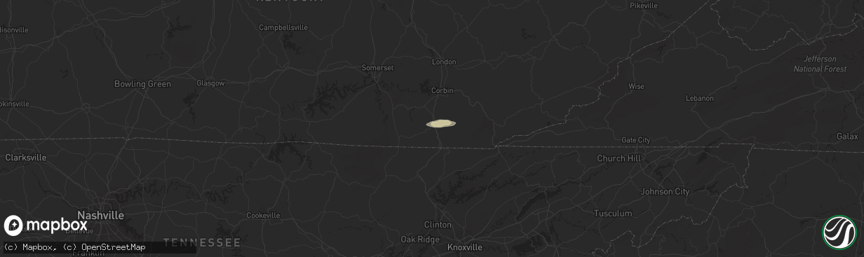 Hail map in Williamsburg, KY on June 3, 2021