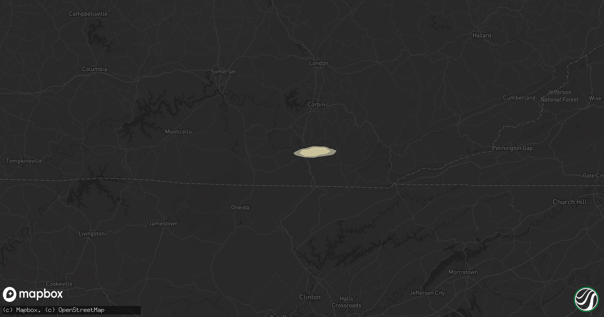 Hail map in Williamsburg, KY on June 3, 2021
