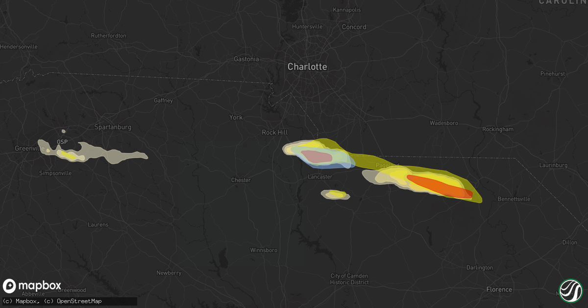 Hail map in Catawba, SC on June 3, 2022