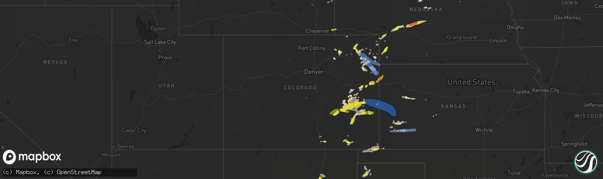 Hail map in Colorado on June 3, 2022
