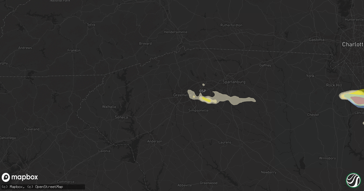 Hail map in Greenville, SC on June 3, 2022