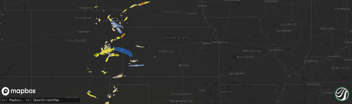 Hail map in Kansas on June 3, 2022