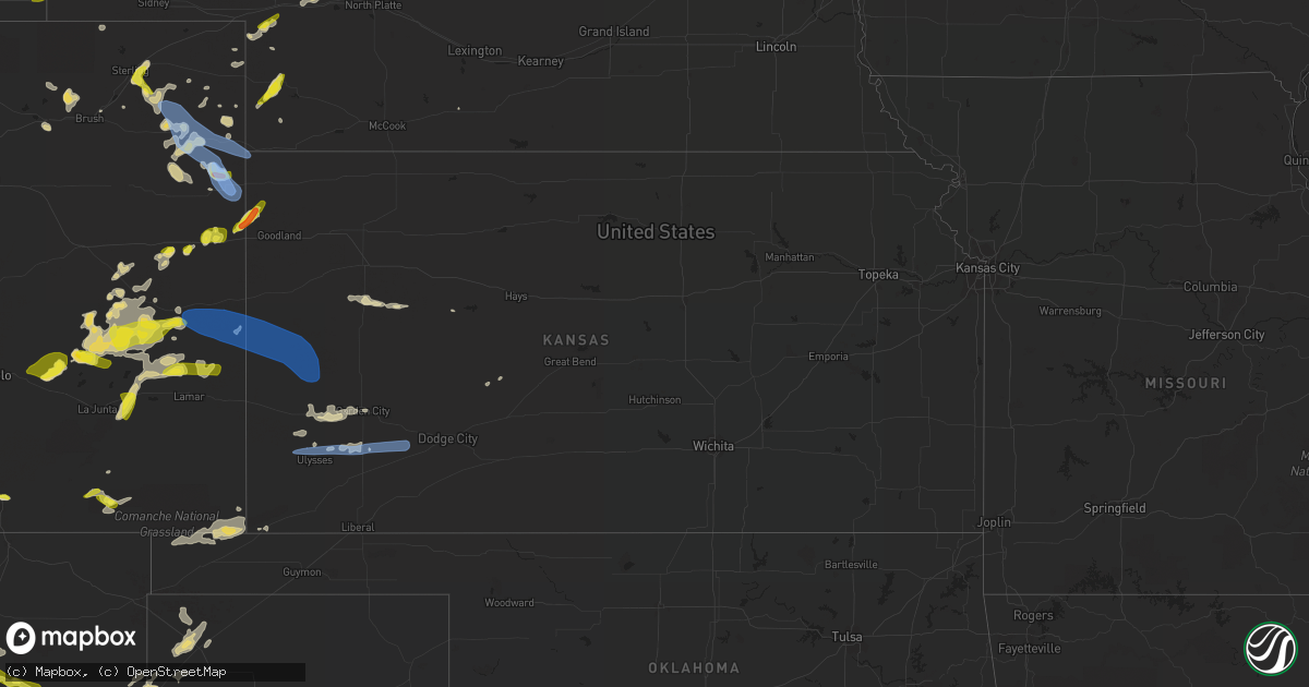 Hail map in Kansas on June 3, 2022