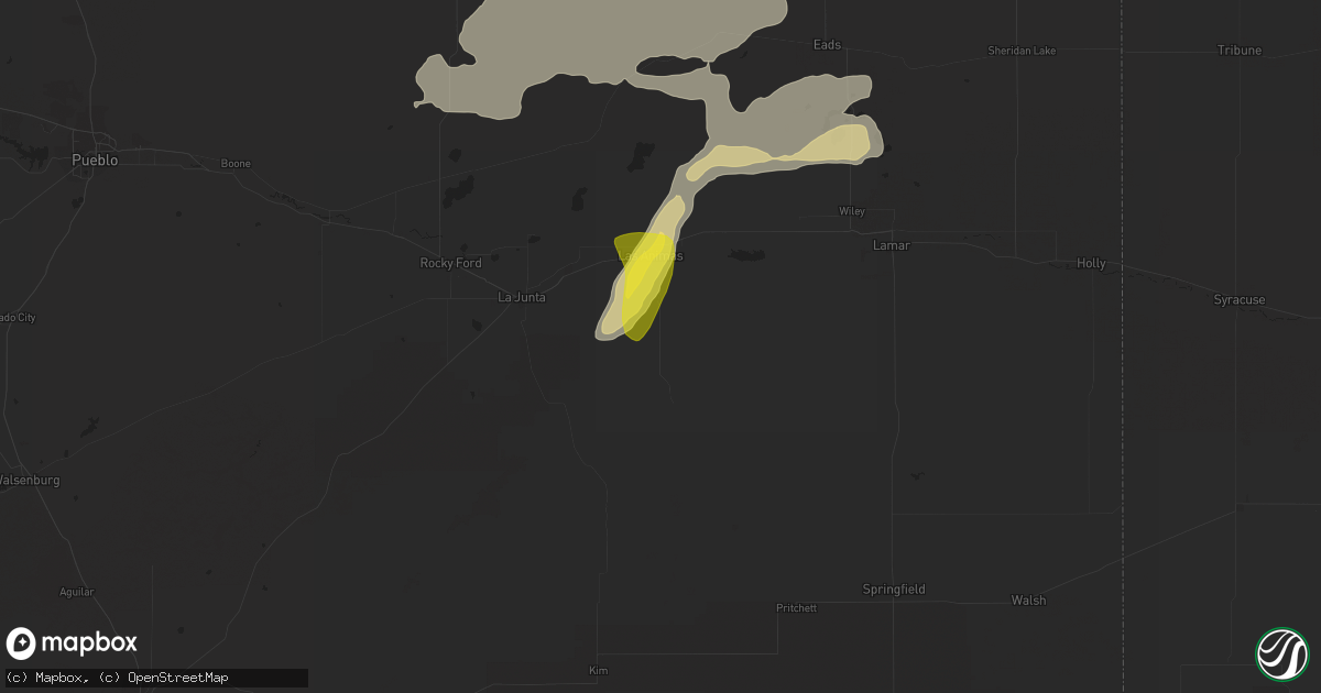 Hail map in Las Animas, CO on June 3, 2022