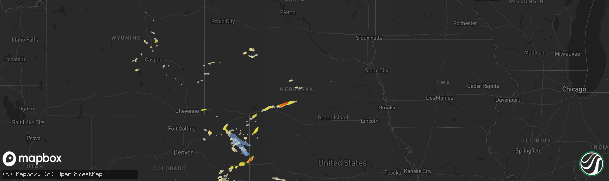 Hail map in Nebraska on June 3, 2022