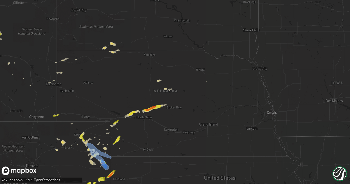 Hail map in Nebraska on June 3, 2022