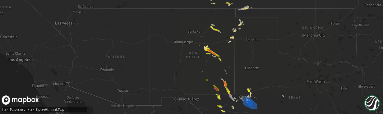 Hail map in New Mexico on June 3, 2022