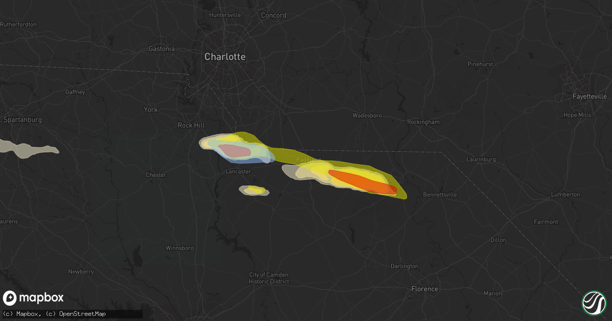 Hail map in Pageland, SC on June 3, 2022