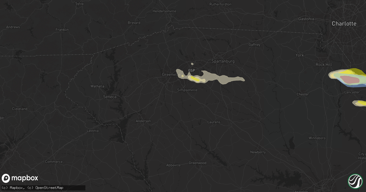 Hail map in Simpsonville, SC on June 3, 2022