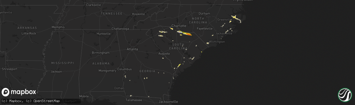 Hail map in South Carolina on June 3, 2022