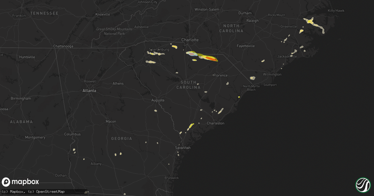 Hail map in South Carolina on June 3, 2022