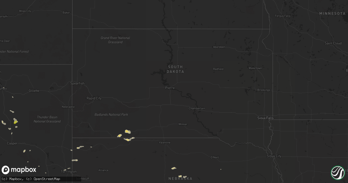 Hail map in South Dakota on June 3, 2022
