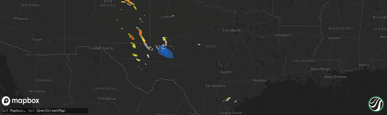 Hail map in Texas on June 3, 2022