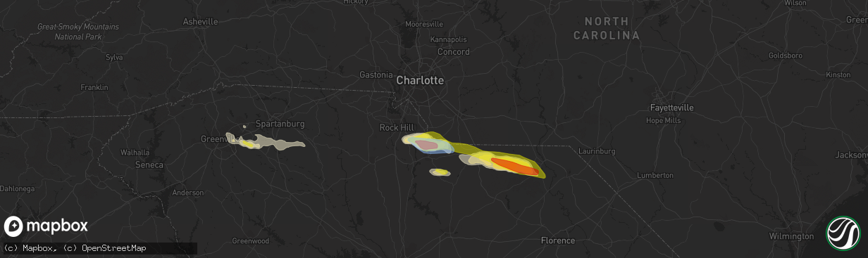 Hail map in Waxhaw, NC on June 3, 2022