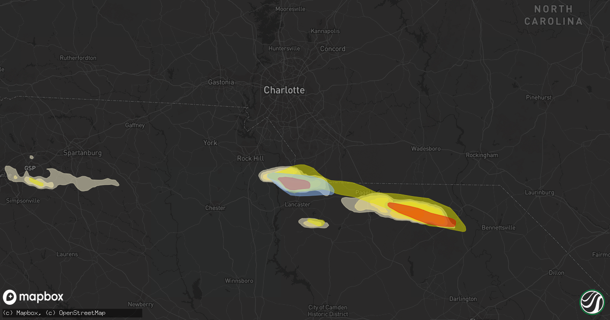 Hail map in Waxhaw, NC on June 3, 2022
