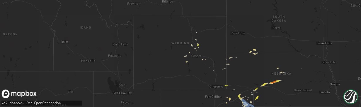 Hail map in Wyoming on June 3, 2022