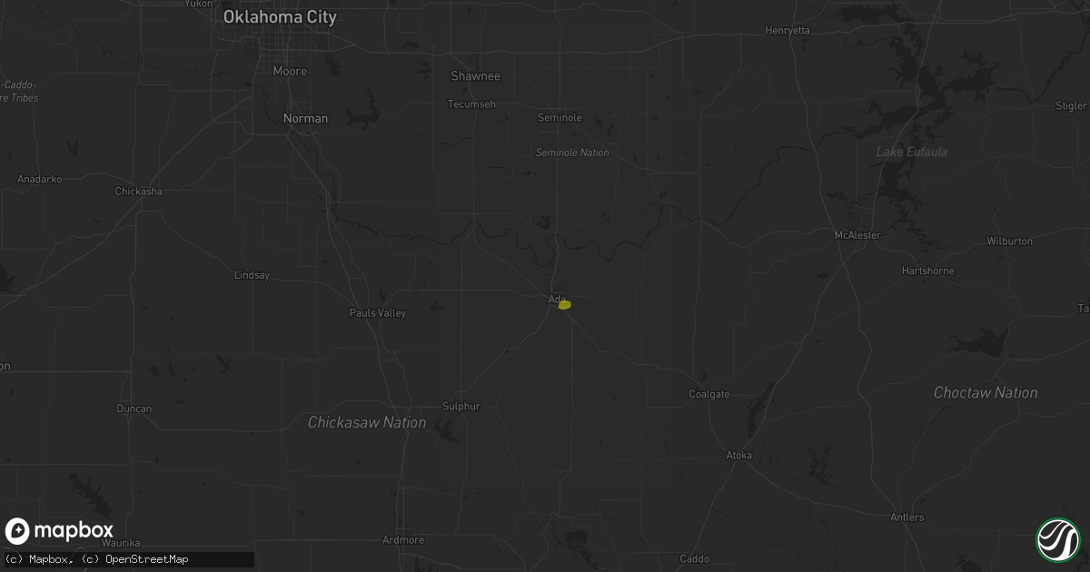 Hail map in Ada, OK on June 3, 2023