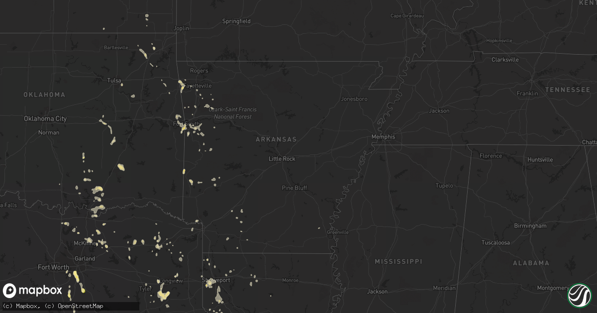 Hail map in Arkansas on June 3, 2023