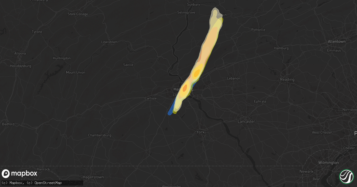 Hail map in Camp Hill, PA on June 3, 2023