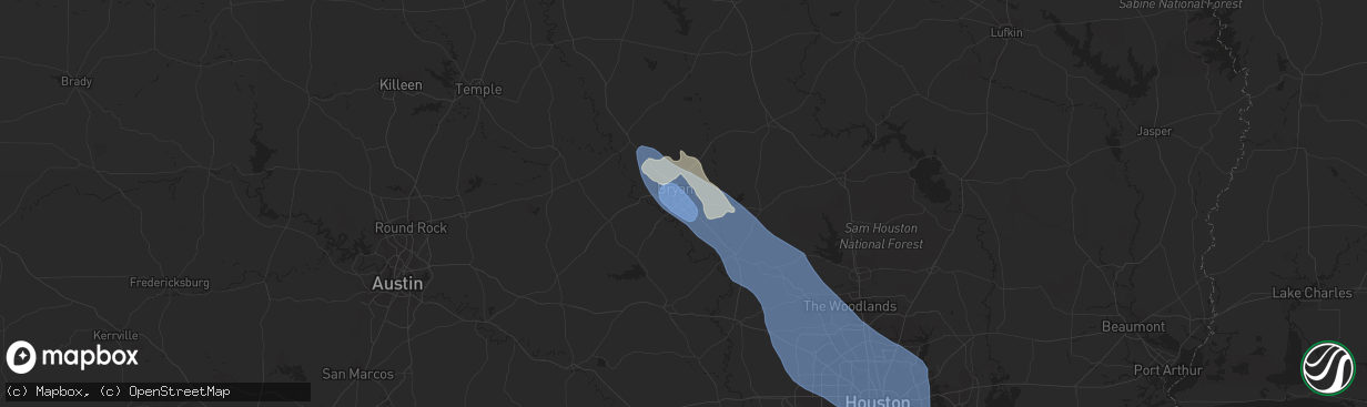 Hail map in College Station, TX on June 3, 2023