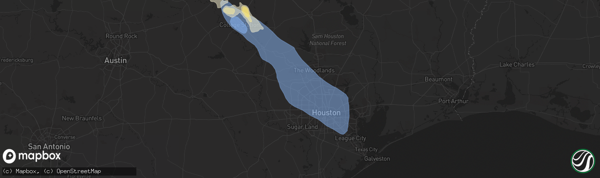 Hail map in Cypress, TX on June 3, 2023