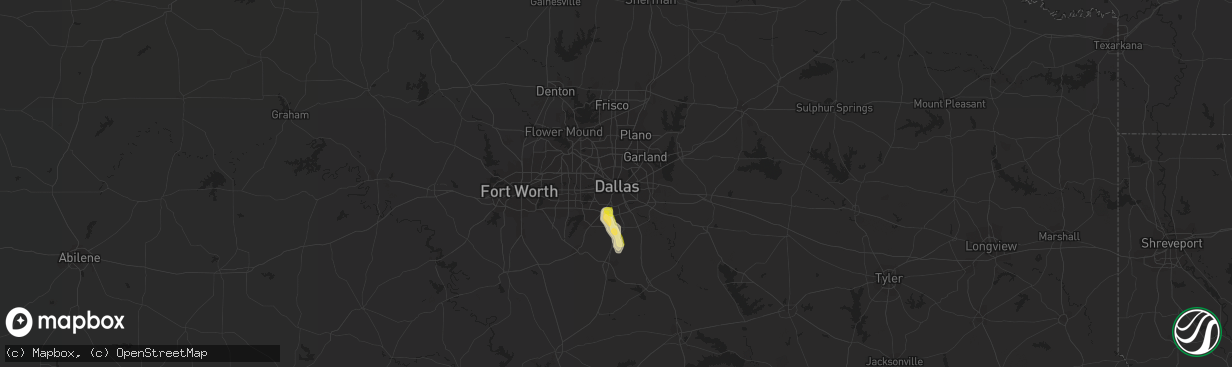 Hail map in Dallas, TX on June 3, 2023