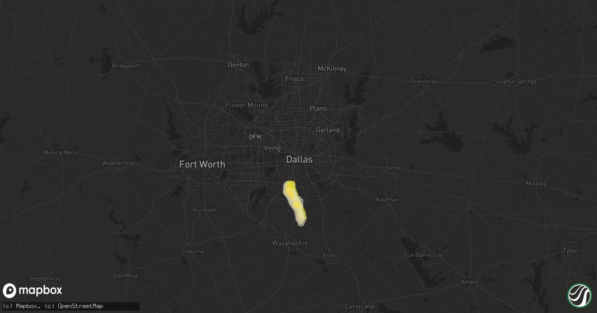 Hail map in Dallas, TX on June 3, 2023