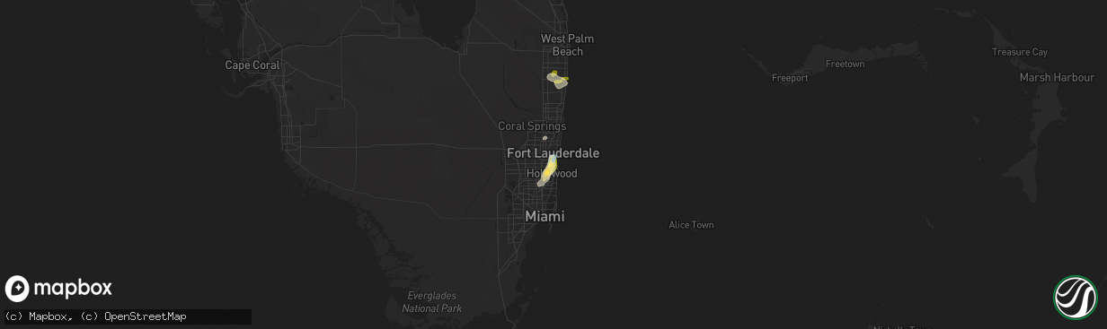 Hail map in Dania, FL on June 3, 2023