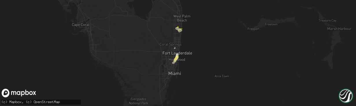 Hail map in Fort Lauderdale, FL on June 3, 2023